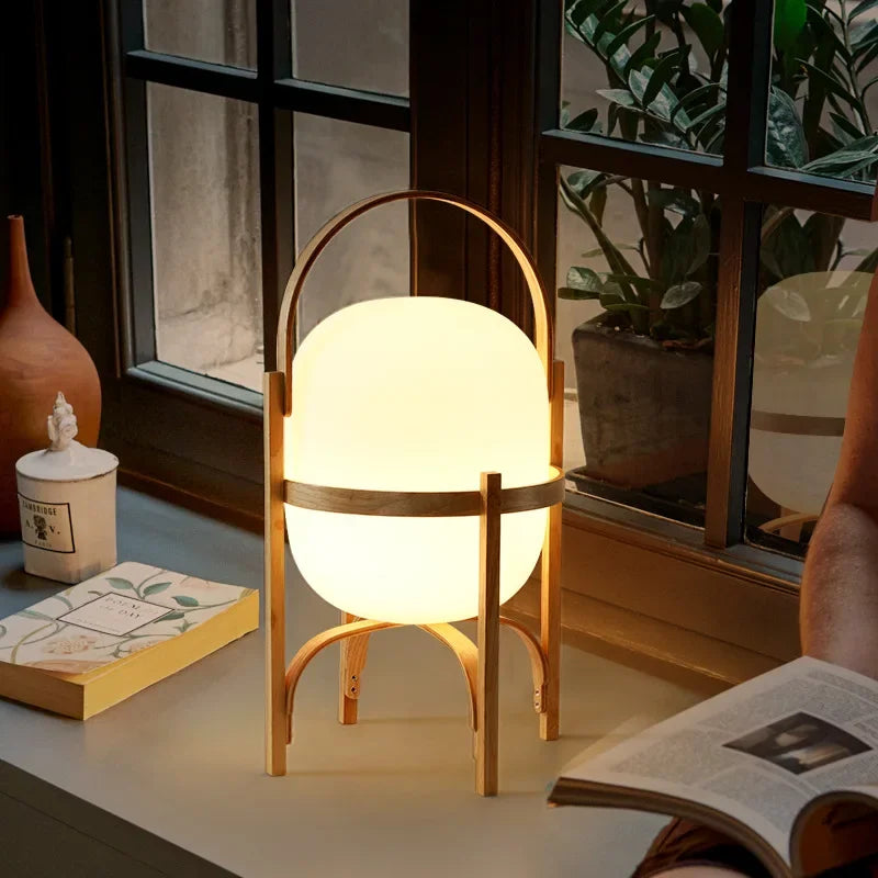 Wood Standing Lamp Modern Simple Art Tabletop Room Decor