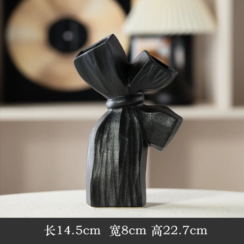 Ceramic Vase Flower Pot Modern Black Decorative Vases For Living Room