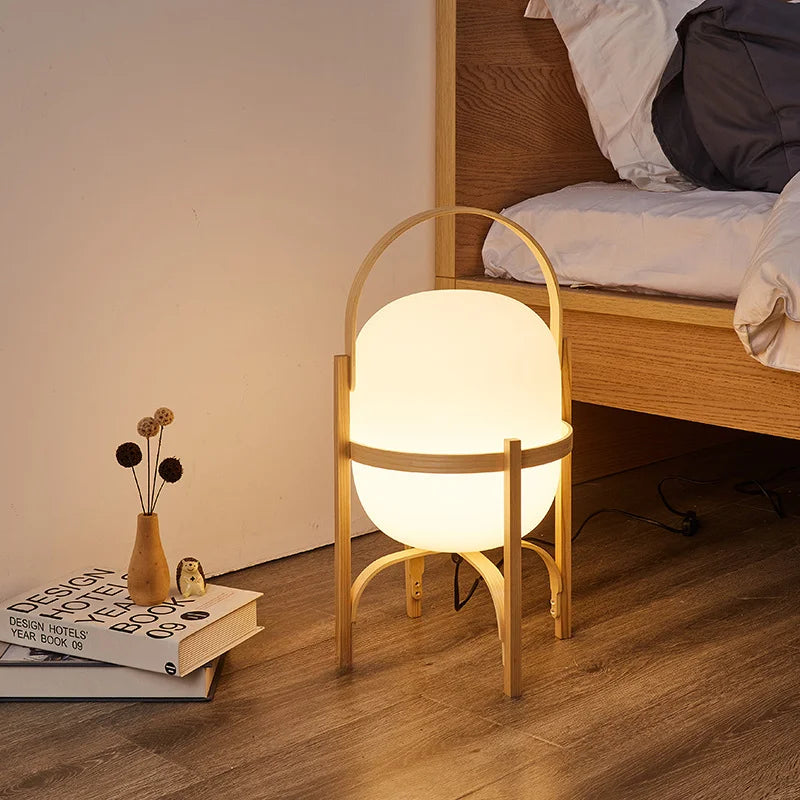 Wood Standing Lamp Modern Simple Art Tabletop Room Decor