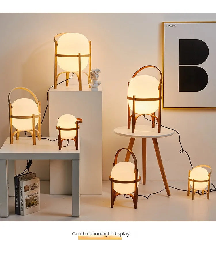 Wood Standing Lamp Modern Simple Art Tabletop Room Decor