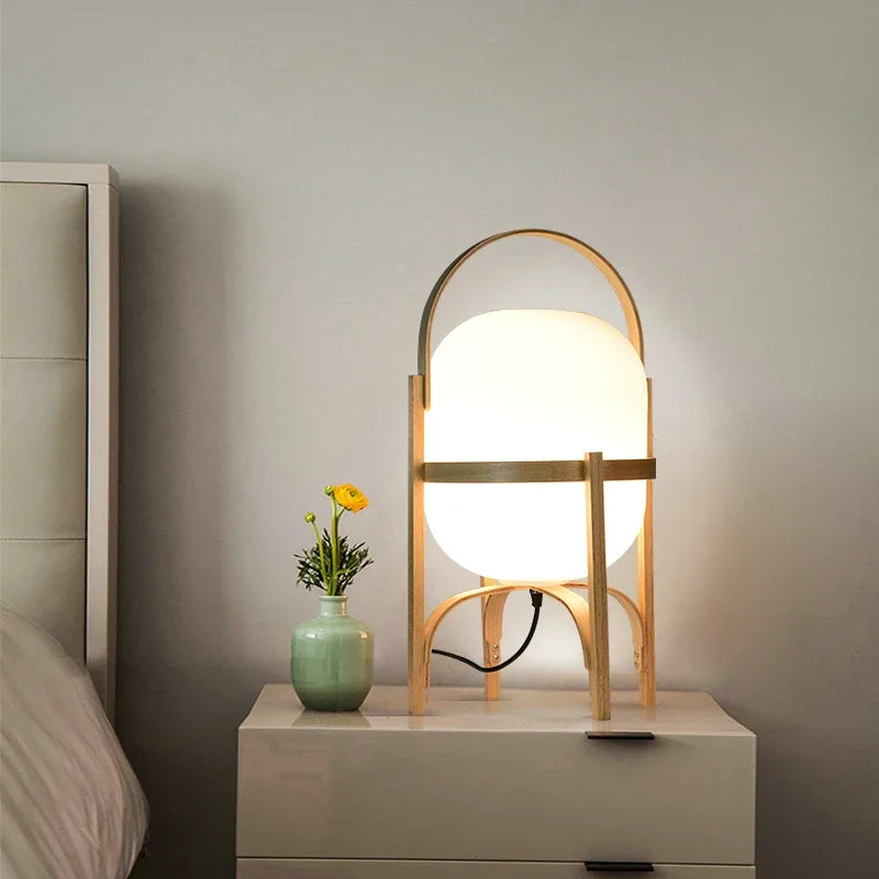Wood Standing Lamp Modern Simple Art Tabletop Room Decor