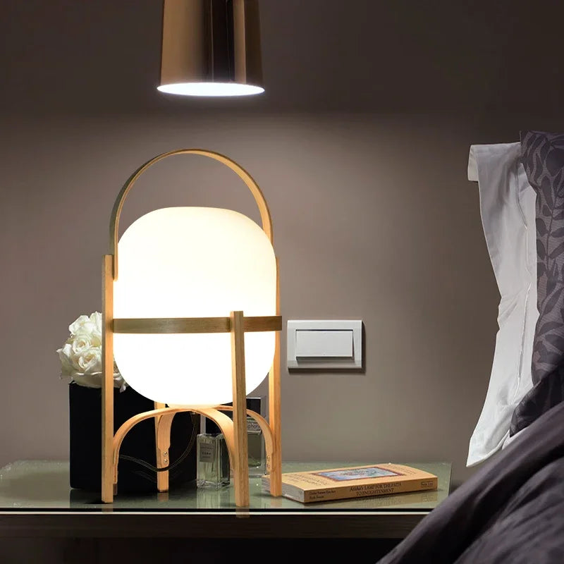 Wood Standing Lamp Modern Simple Art Tabletop Room Decor