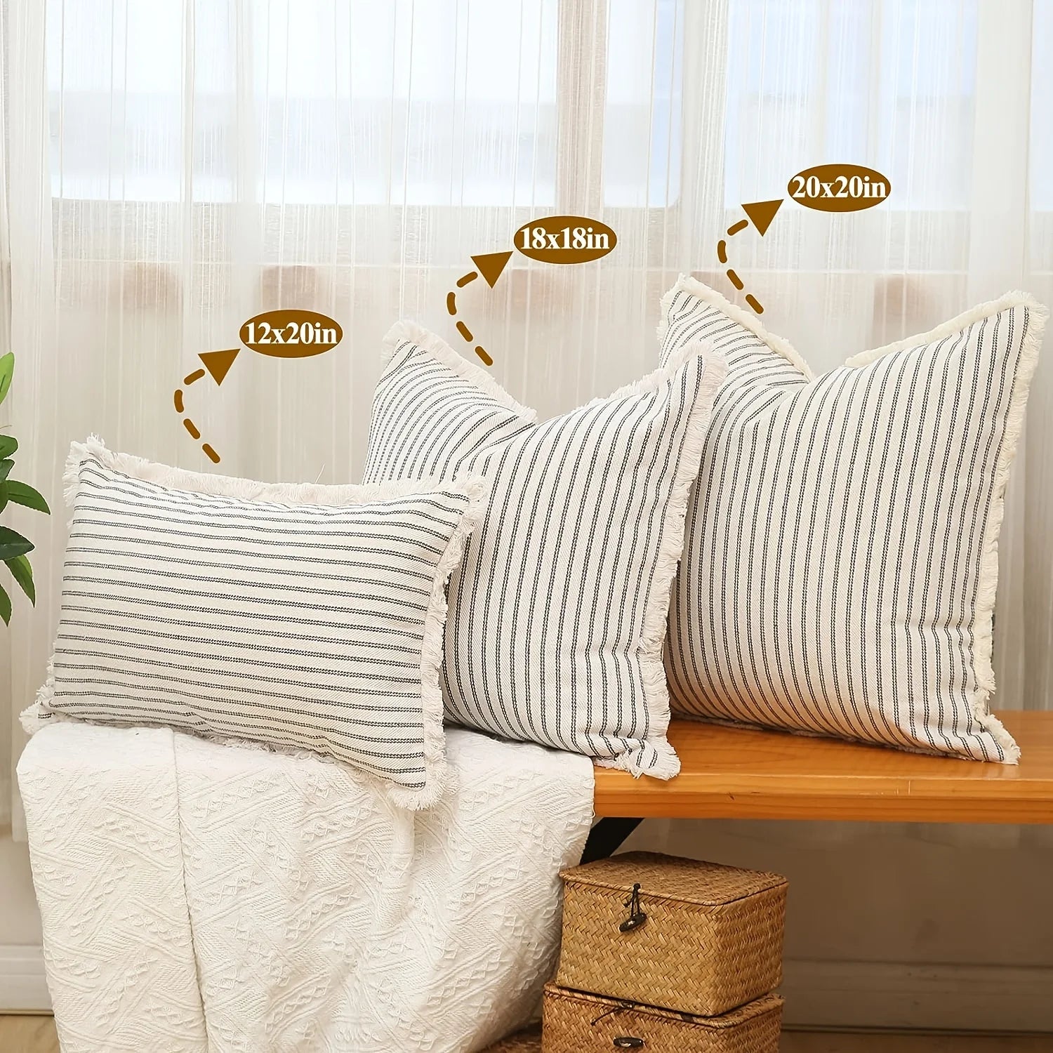 Comfortable Striped Throw Pillow For Home Bedroom & Living Room