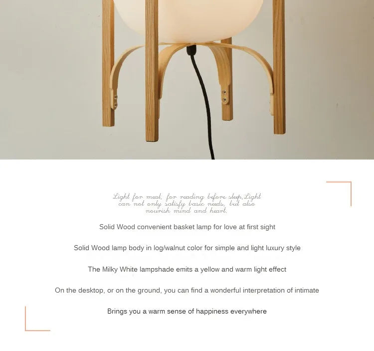 Wood Standing Lamp Modern Simple Art Tabletop Room Decor