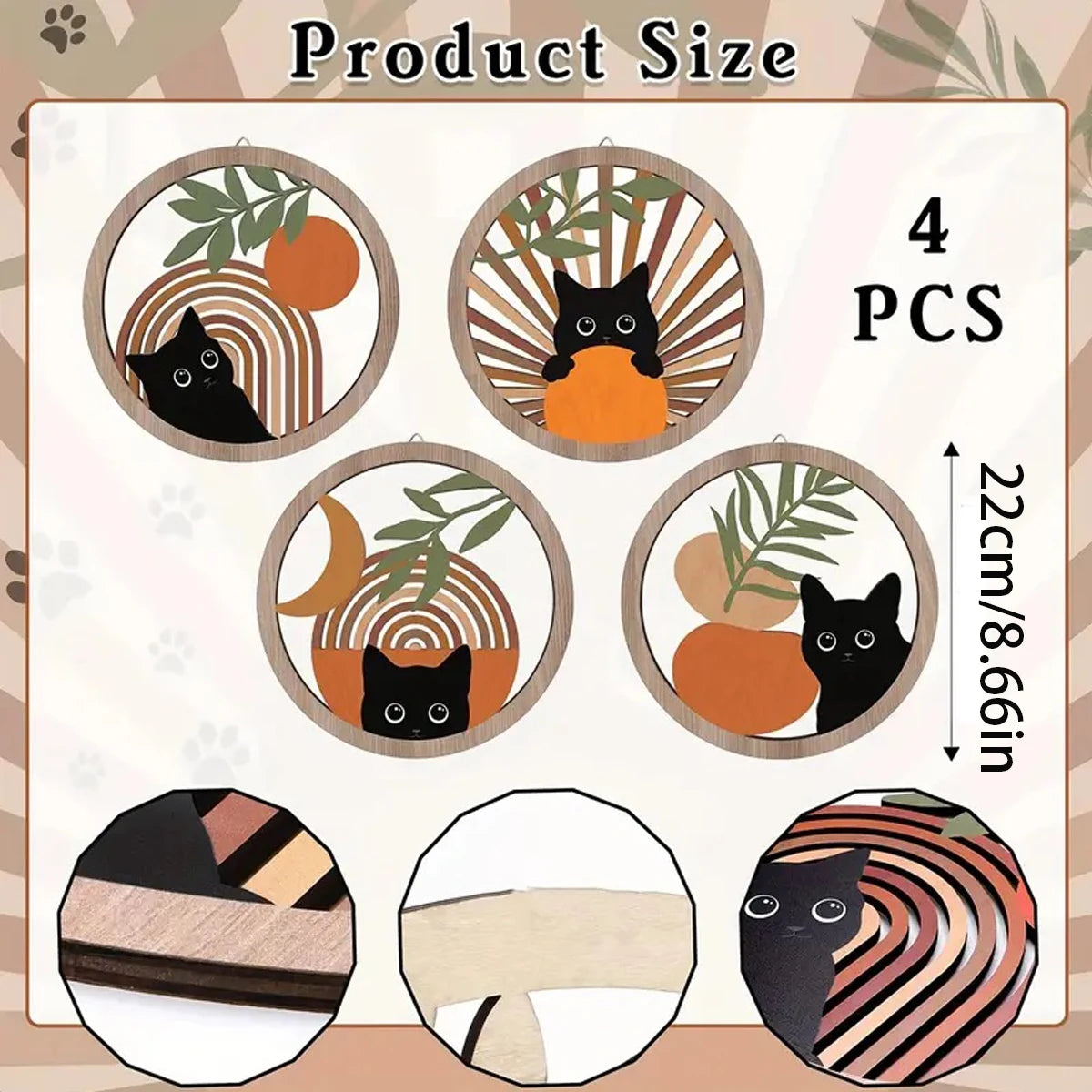 4Pcs Wall Art decor, Hollowed-out Design for living room