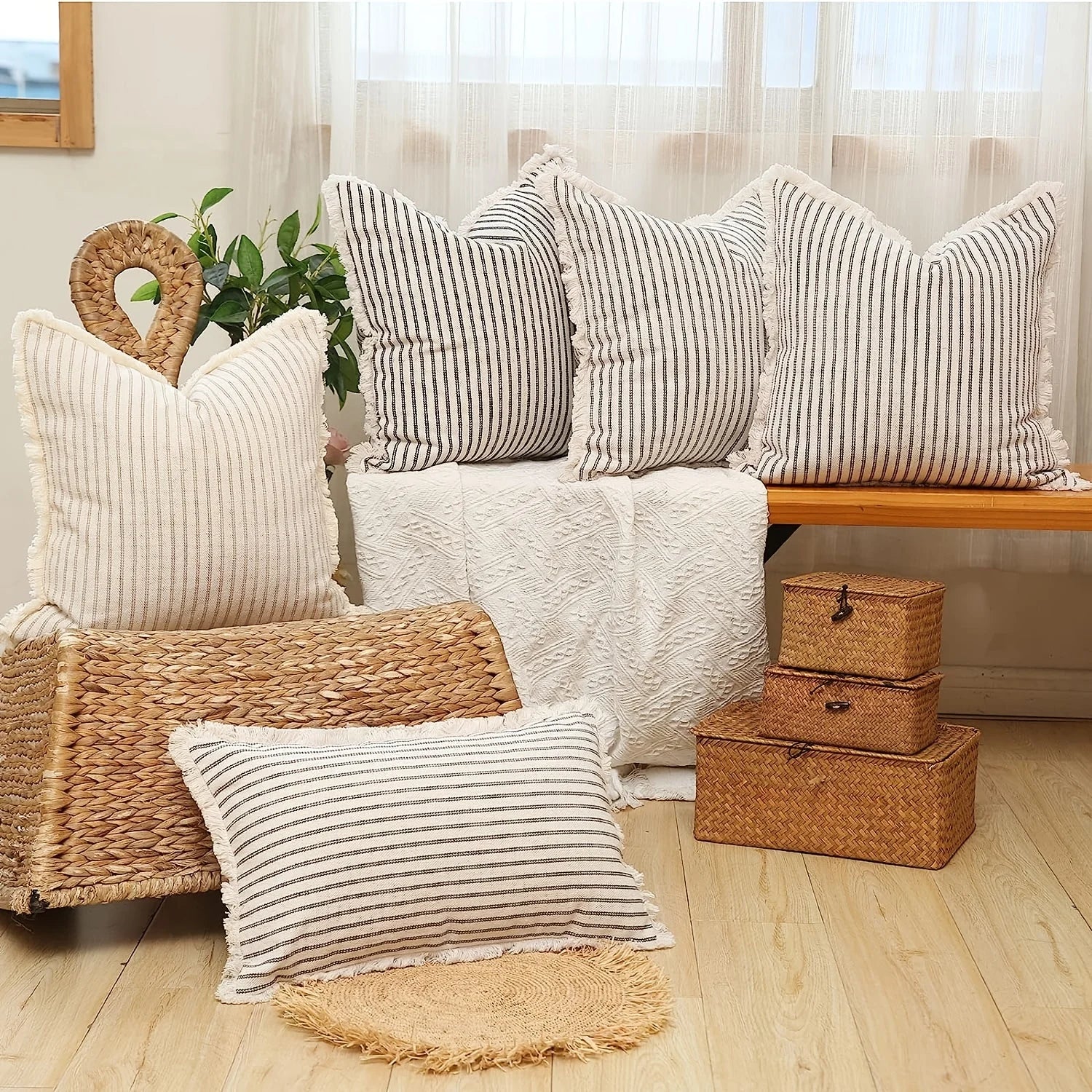 Comfortable Striped Throw Pillow For Home Bedroom & Living Room