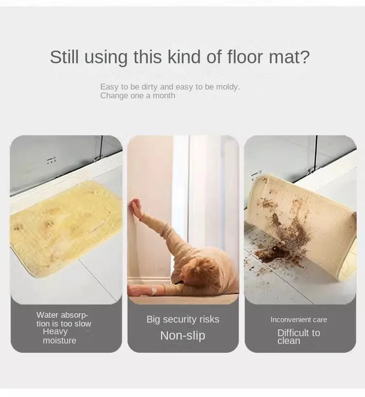 Bathroom absorbent floor mat quick drying cushion